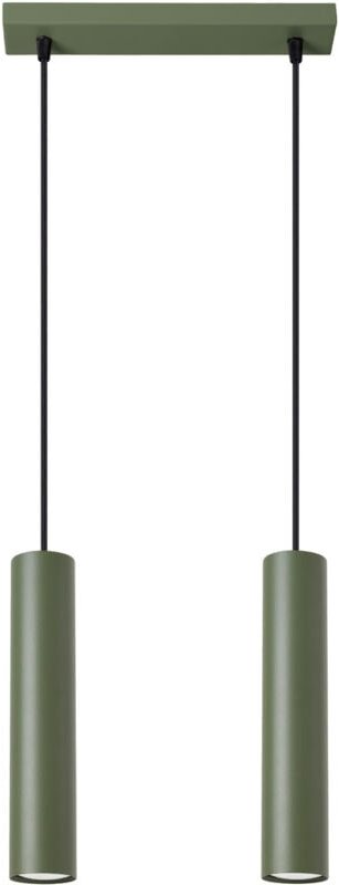 Moderne Hängelampe, grüner Olivenstreifen, zwei Röhren 30 cm für Esszimmer, Küche, über der Insel, 2xGU10 10W LAGOS Soll...