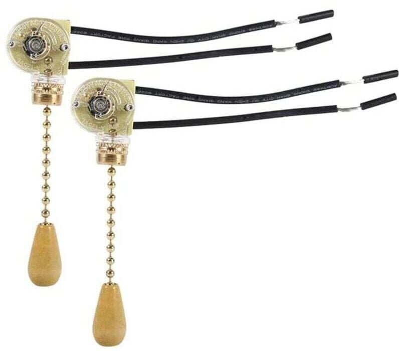 Interrupteur à Tirette pour Ventilateur Plafond Lampe Murale LED Éclairage Salle 2 Pièces