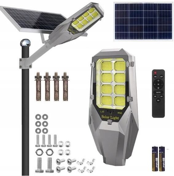 Solar-Gartenlaterne auf einem Mast, leistungsstarke 2000-W-Straßenlaterne, Akku 40 Ah