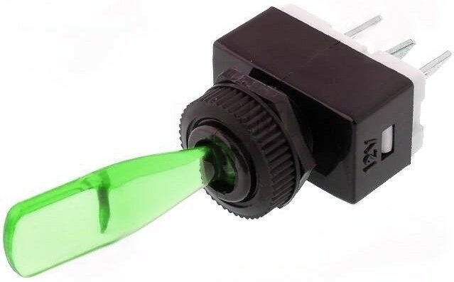 Beleuchteter Kippschalter 12V GRÜN 6A/12Vdc EIN-AUS