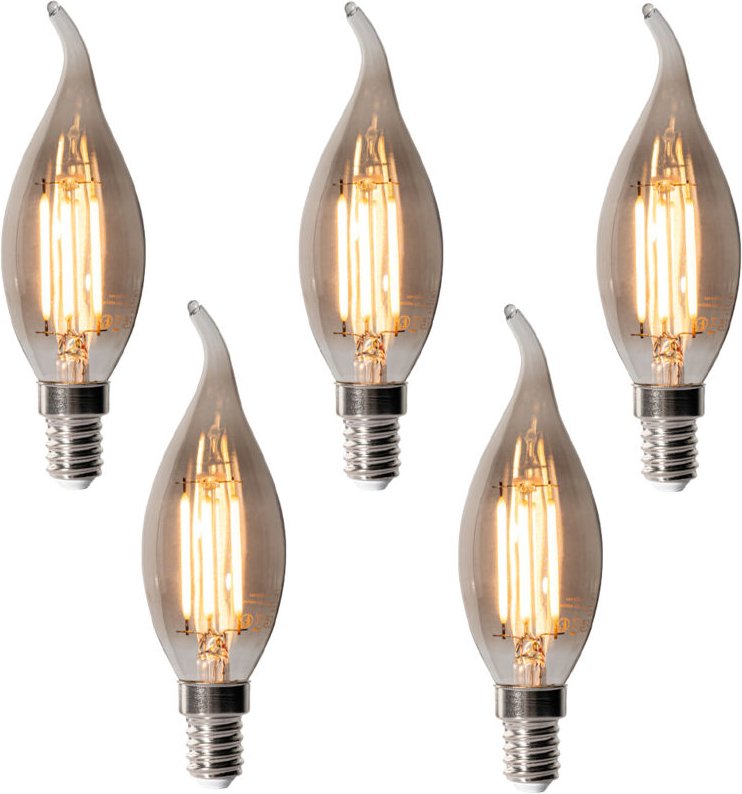 Luedd - 5er-Set E14 Dimmbare LED-Glühbirnen BXS35 Rauch 4W 300 lm 2200K