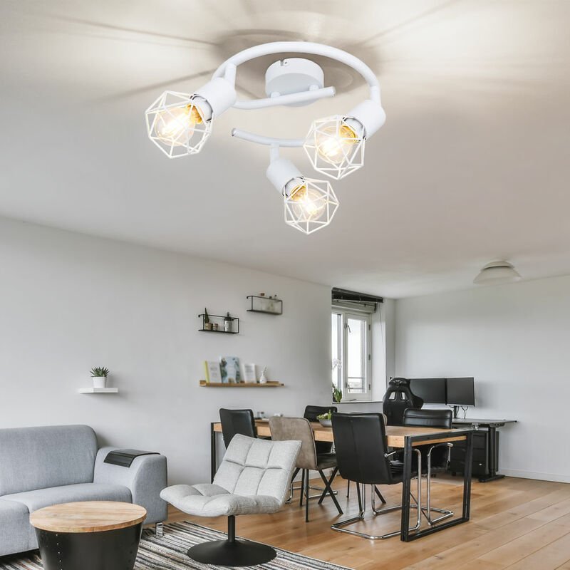 Etc-shop - Design Decken Leuchte Ess Zimmer Strahler Rondell Lampe Spot Käfig verstellbar weiß