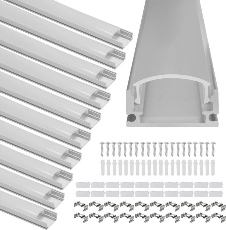 Jiubiaz 10x1m LED Alu Profil Aluminium Profil Schiene LED Leiste LED Kanal für LED Strip Profil Modelle U-form
