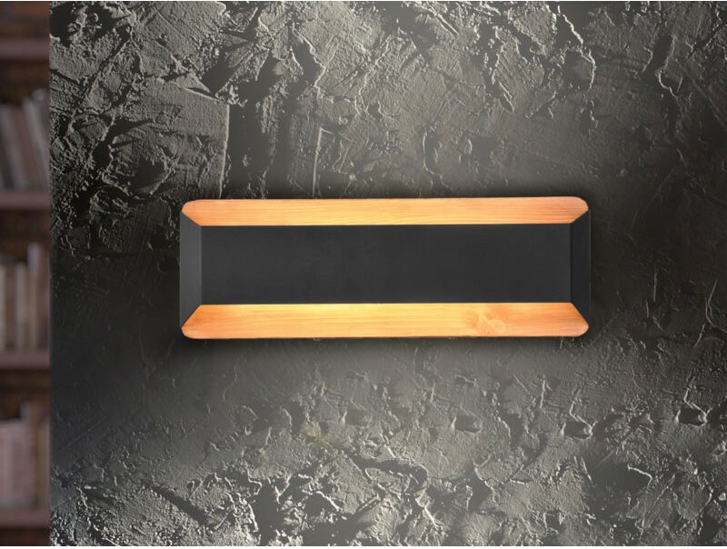 Led Holz Wandlampe arino Up and Down mit Stufen Dimmer Schwarz, Breite 35cm