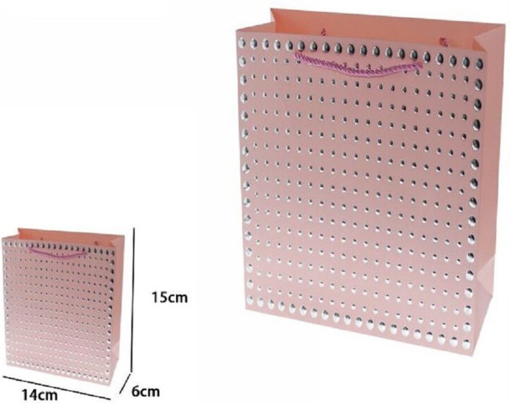 Trade Shop Traesio - Trade Shop - set aus 3 rosa shopper-geschenktüten mit nieten und kordelgriffen 15X14X6CM 69945 -