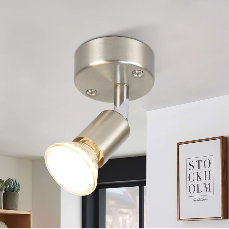 Gbly - led Deckenstrahler Schwenkbar GU10 Deckenleuchte Chrom Deckenspots 1 Flammig Wandleuchten Bad Deckenlampe Küchen ...