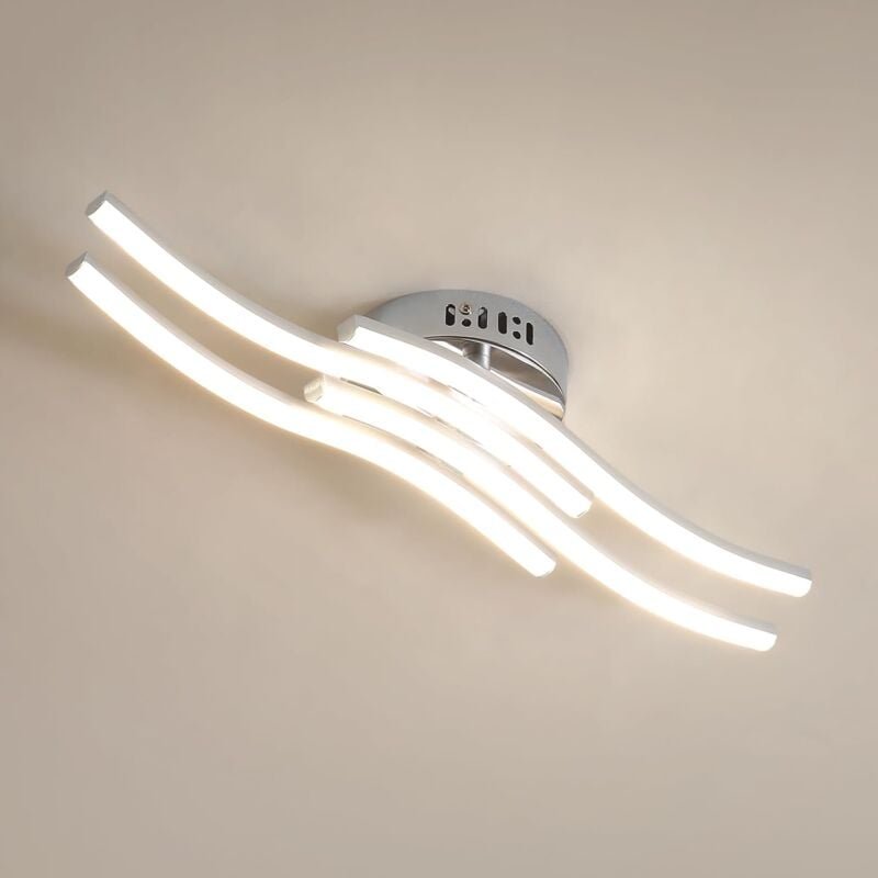 Thumbnail - Goeco - LED-Wellen-Deckenleuchte mit 4 Röhren, Silber 24W 2300LM Neutralweiß 4000K, Moderne Deckenlampe für Schlafzimmer...