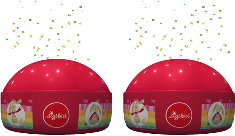 Niermann - 2er Set Nachtlichter Rainbow Rabbit Sternprojektor LED-Farbwechsler 3 Farben