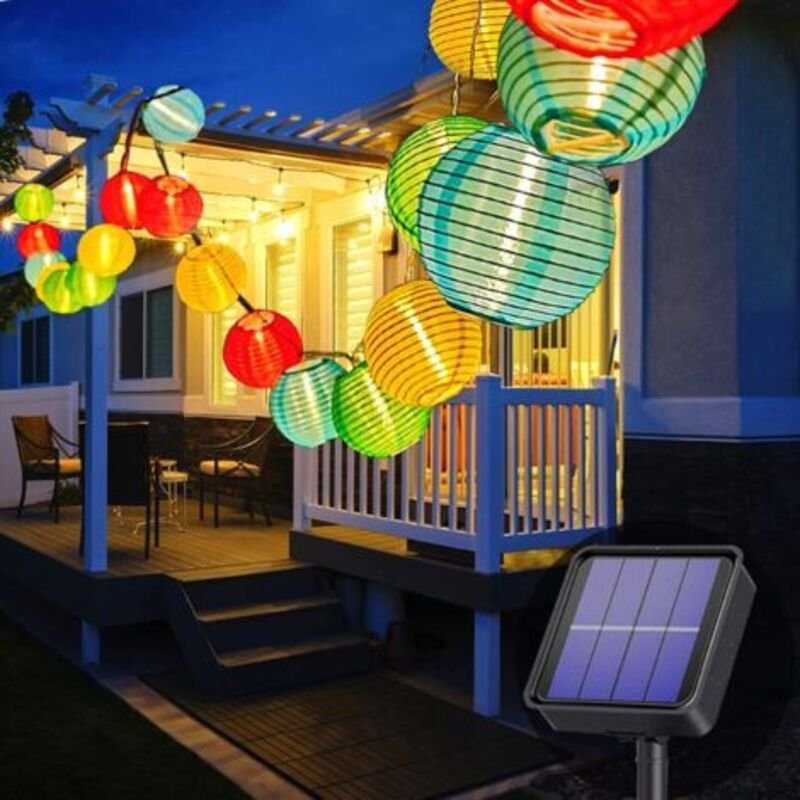 Solar Lichterkette Outdoor, 6,5 M/30 LED Laternen 8 Modi Wasserdichte Solarbeleuchtung für Garten, Balkon, Hof, Hochzeit...