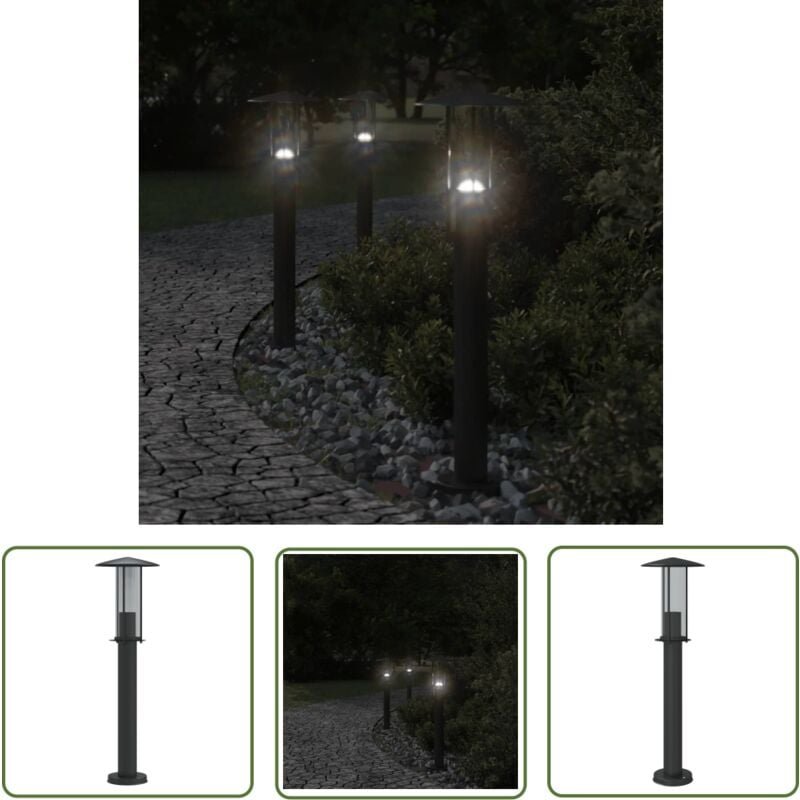 Wegeleuchte Schwarz 60 cm Edelstahl - Outdoor-Beleuchtung - Gartenlampe - Wegeleuchte - Edelstahl Lampe - LED-Lampe - Th...