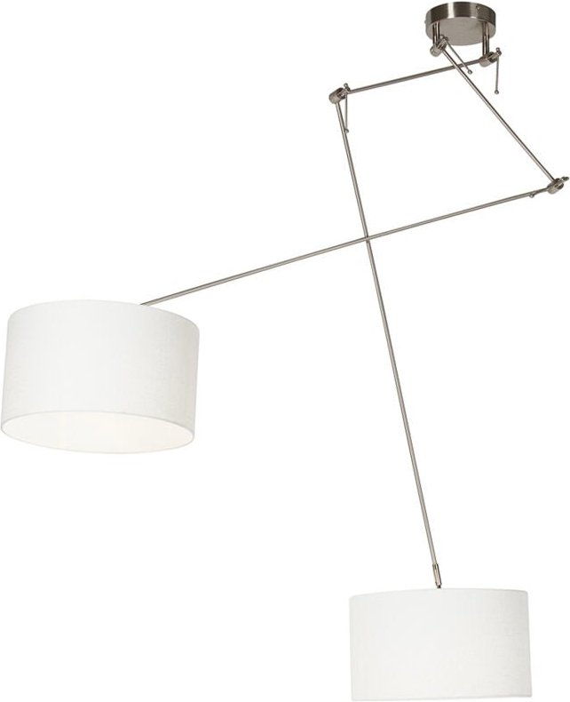 Smarte Hängelampe aus Stahl mit Schirm 35 cm weiß inkl. 2 Wifi A60 - Blitz