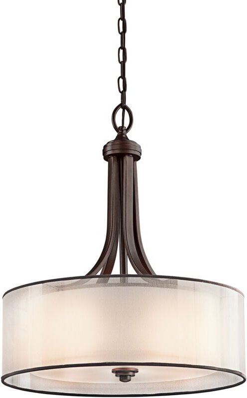 Thumbnail - Lacey - 4 leichte große runde Decke Anhänger Mission Bronze, E27 - Elstead