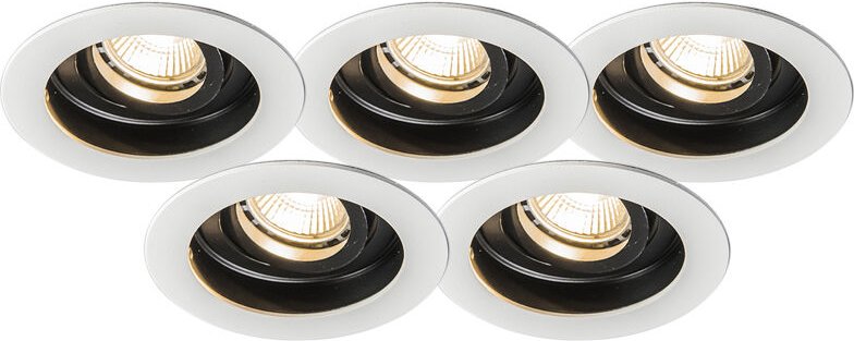 Moderner Einbauspot aus weißem Stahl 5er Set - Rondoo