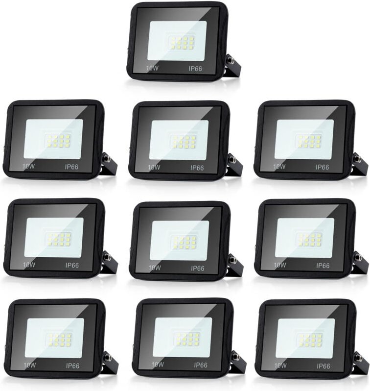SWANEW 10X LED Fluter Flutlicht Strahler 10W Scheinwerfer Baustrahler Außen Lampe IP65 Kaltweiß