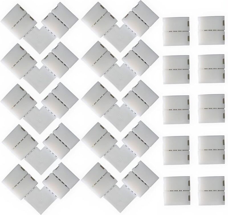 Packung mit 20 L-förmigen 4-Pin-LED-Streifenverbindern, lückenloser Verbinder für 10 mm breite, nicht wasserdichte 5050-...
