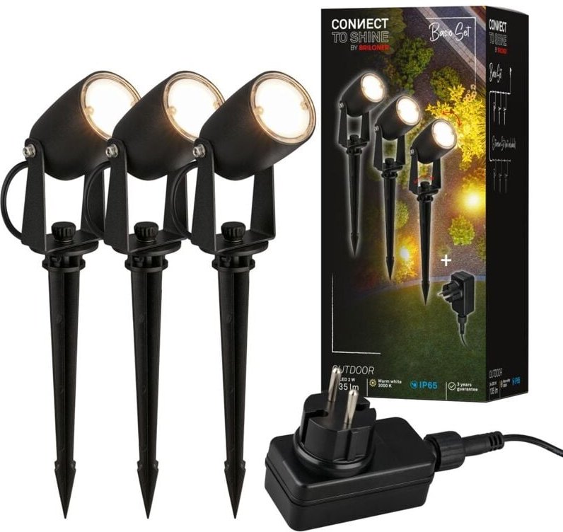 Briloner - connect to shine Starterset Iris mit 3er Set led Wegeleuchten, IP65