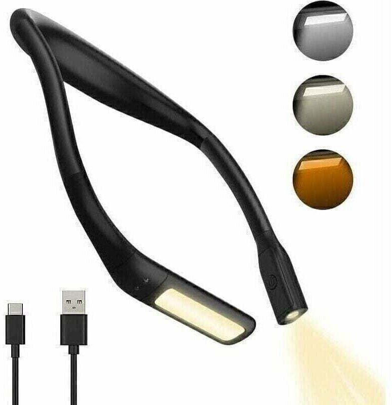Gabrielle - Wiederaufladbare Nacken-Leselampe, Leselampe, Nackenlampe zum Lesen im Bett, 3 Farben, Augenschutz, einstell...
