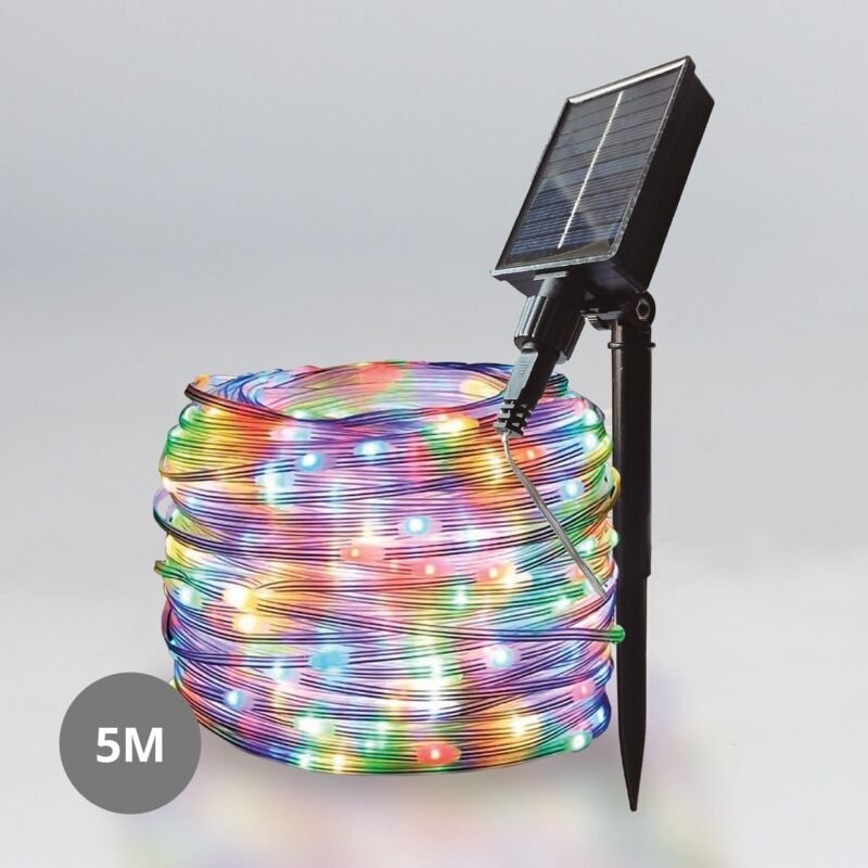 5 m Solar-LED-Lichterkette mit 8 RGB-Funktionen