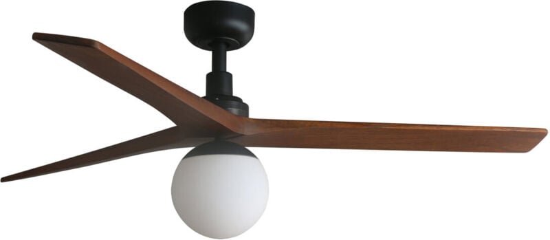 Faro Klim Mittlerer Deckenventilator mit 3 Flügeln, Mattschwarz, Walnuss, mit Licht 1x E27, Wiz Smart System