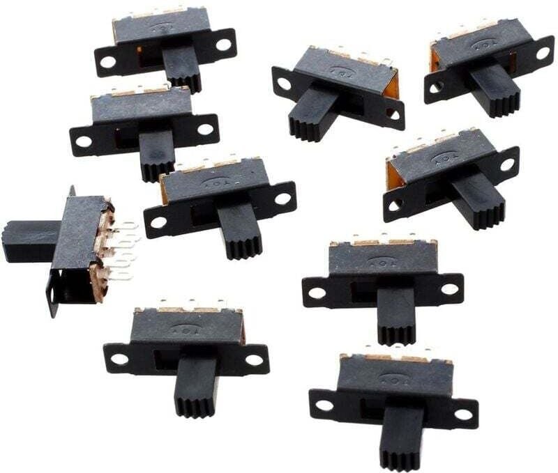10 Miniatur-DPDT-Schiebeschalter, 2 Positionen Ein/Ein, 6 Pins