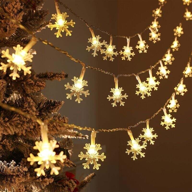 Solar-Lichterkette für den Außenbereich, 30 LEDs, 6,5 m wasserdichte Lichterdekoration, Schneeflocken-Weihnachtsdekorati...
