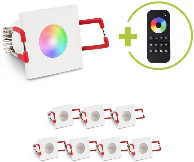 Einbaustrahler Mini Livorno eckig 3W RGBW IP65 - Farbe: weiß - Anzahl: 8x