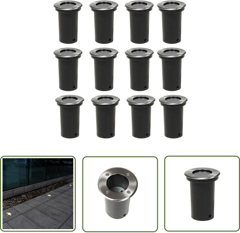 Bodeneinbaustrahler Außen 12 Stk. Rund - Gartenbeleuchtung - LED-Strahler - Außenstehleuchte - Bodenstrahler - Spotlight...