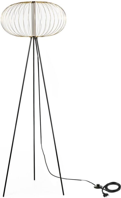 LED Stehleuchte mit Lampenschirm aus poliertem Messingstahl 50x50xh.150 cm