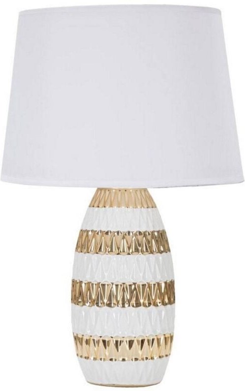 Tischlampe Barr, Schreibtischleuchte, Büroleuchte, Arbeitslampe, 33x33 h50 cm, Weiß und Gold - Dmora