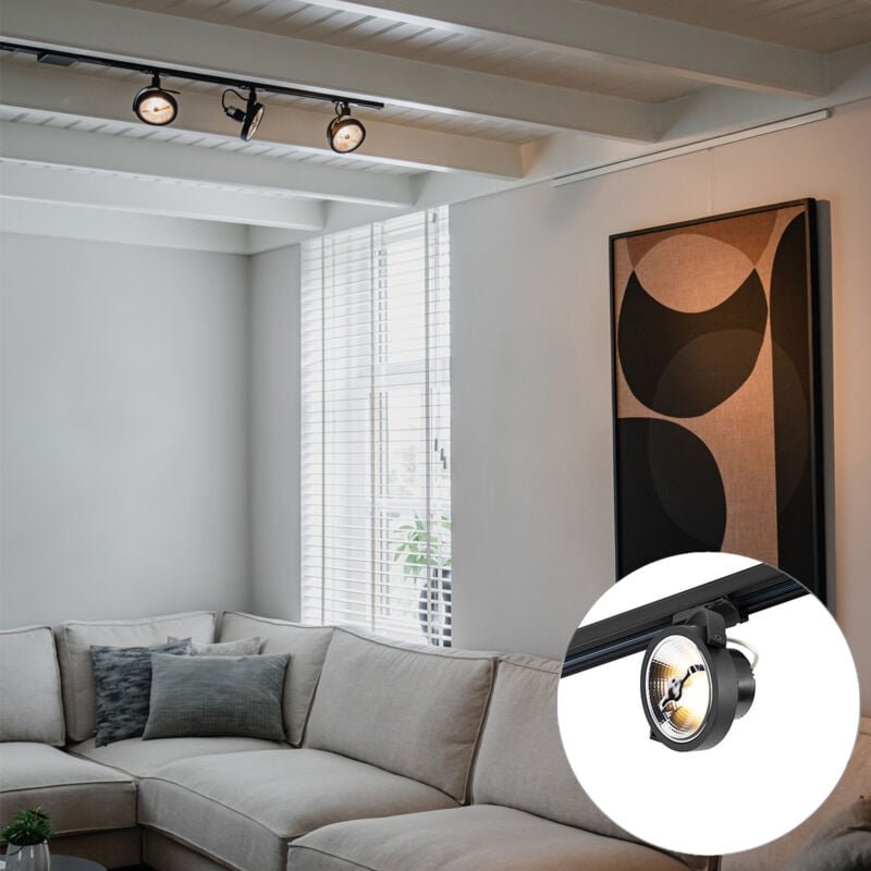 Schienensystem mit 3 Punkten schwarz 1-phasig - Go