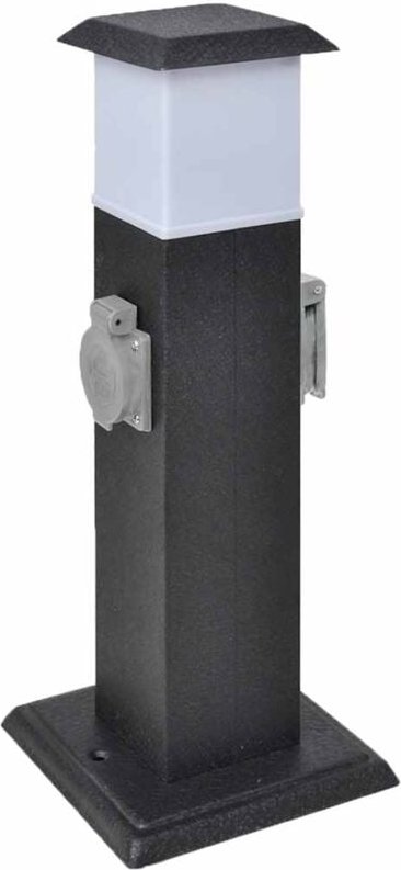 Gartensteckdose Steckdosenturm Schwarz mit Lampe Vidaxl