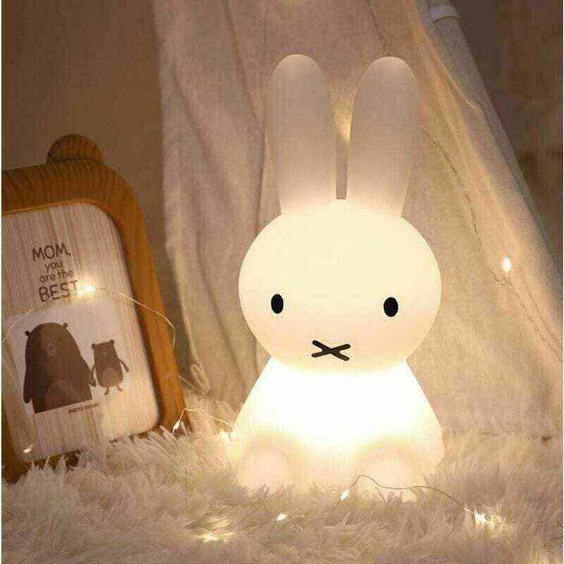 Veilleuse LED Lapin Enfants Lampe de Chevet Colorée Décoration Chambre Cadeau 28cm