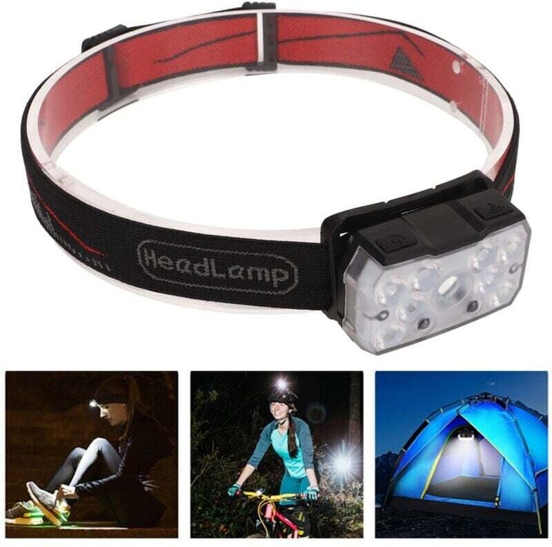 LED-Frontlampe mit festem Brennpunkt und Super-Leucht-IPX4-Fassung, wiederaufladbar und roter und weißer Außenleuchte, D...