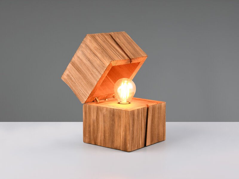 Aufklappbare led Tischleuchte treasure aus Naturholz, Höhe 16cm