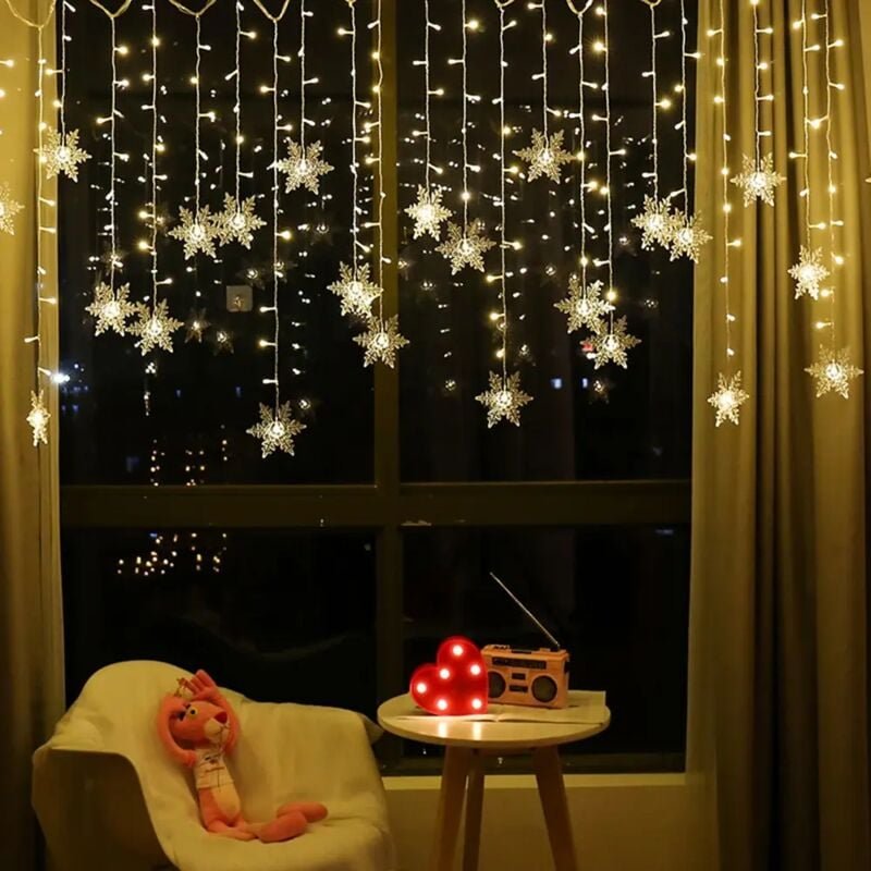 Thumbnail - Vorhang-Licht, LED-Girlande, Lichtergirlande, LED-Stränge, LED-Sternenhimmel, 4 m, 96 LEDs, Beleuchtungsgirlande, LED-Gi...