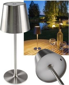 Chilitec - Tischleuchte Akku Dimmbar usb aufladbar Edelstahl Silber