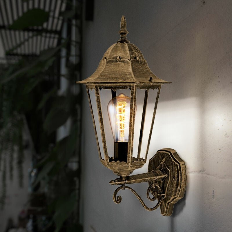 Außenlampe Wand Wandleuchte Außen E27 Terrassenlampe Außen Laterne bronze, Aluminium Druckguss, 1x E27, LxH 28,5x53 cm