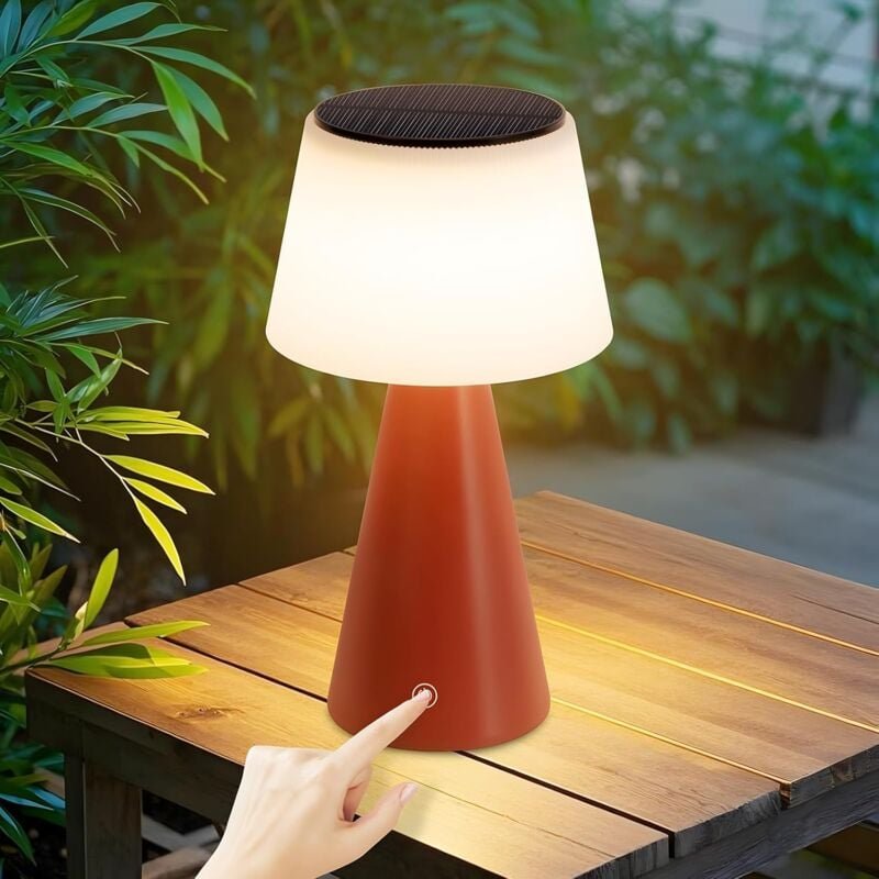 Tischlampe Solar Akku Nachttischlampe - Kabellos Led Tischleuchte 3600mhA Aufladbar Touch Dimmbar Rot Lampe mit usb Batt...
