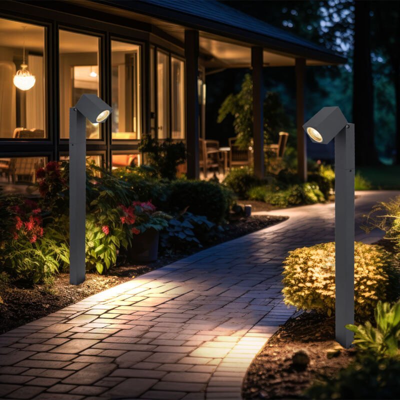 Außenlampe Wegeleuchten anthrazit Garten Stehlampe Aussen Terrasse stehend, schwenkbar, 1x GU10, LxBxH 11,5x7,2x80 cm, 2...