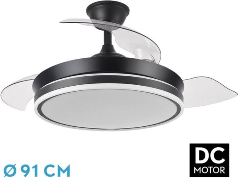 Bayomo schwarzer DC-Lüfter, 72 W, 3 ausfahrbare Flügel