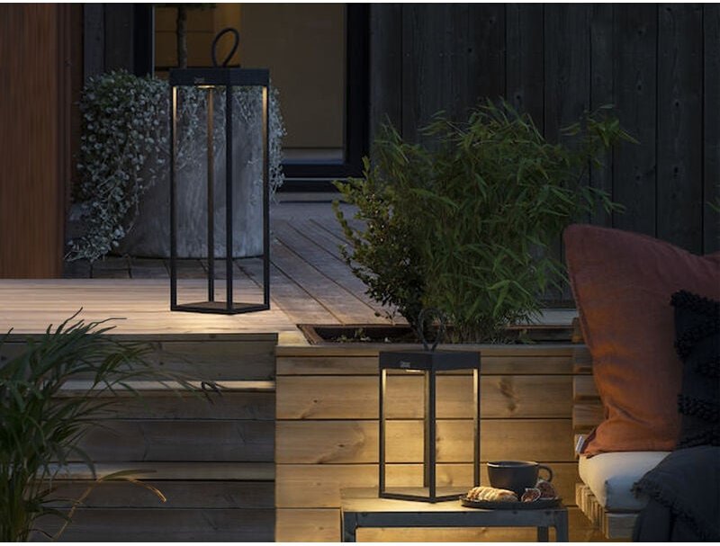 Meinewunschleuchte - 2er Set Akku Tischleuchte & Bodenleuchte, Höhe 30cm & 50cm