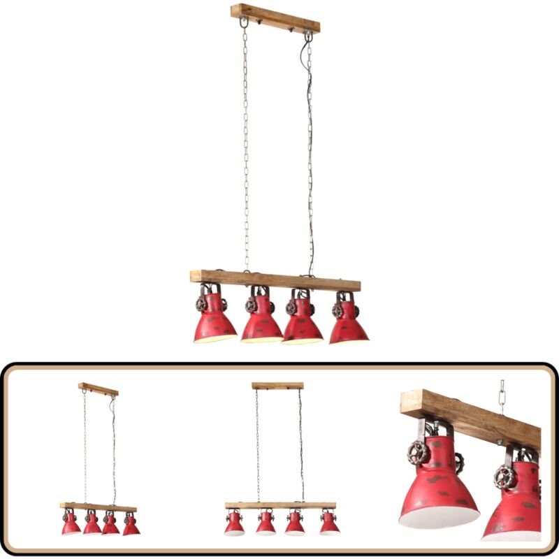 Deckenleuchte 25 W Rot 90x24x111 cm E27 - Industriel Stil - Deckenleuchte - Wohnraum Dekoration - Vintage Lampe - Mangoh...