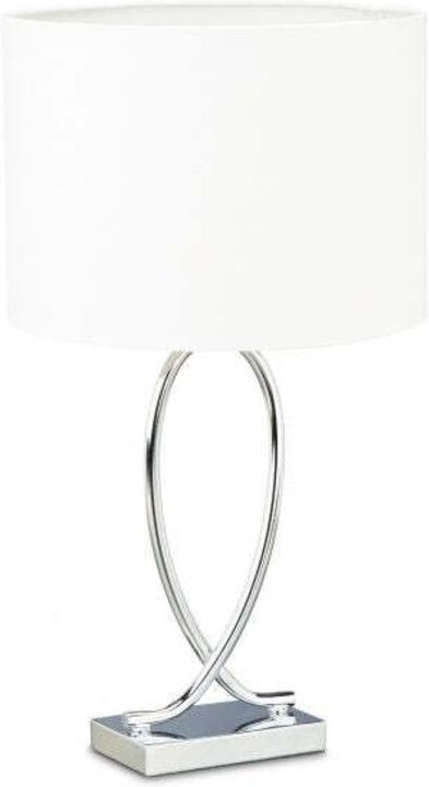 Tischlampe mit silbernem stoffschirm 8