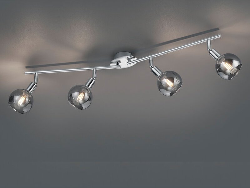 Reality - Deckenstrahler brest 4-flammig Chrom mit Rauchglas, Breite 85cm