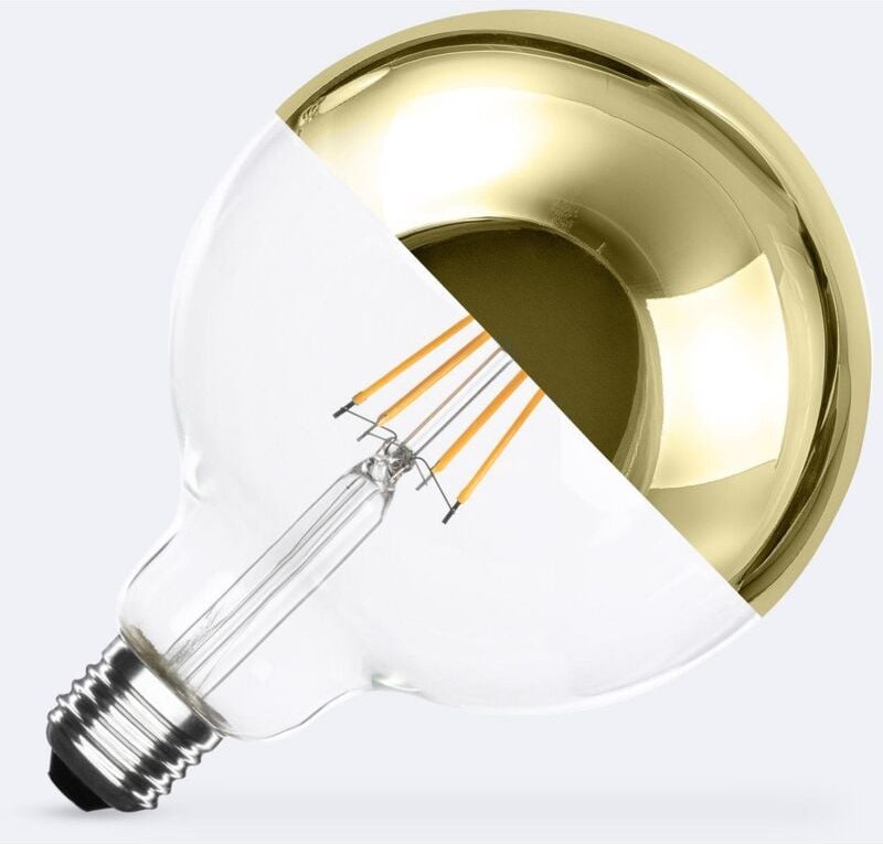 Efectoled - LED-Glühbirne Filament E27 8W 800 lm G125 Gold Reflect No Flicker 2200K Superwarm