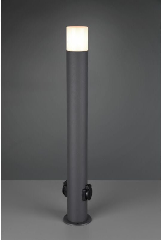Hoosic 1xE27 Außenmast mit 2 Anthrazit Schuko-Steckdosen H80 cm IP44 Trio Beleuchtung