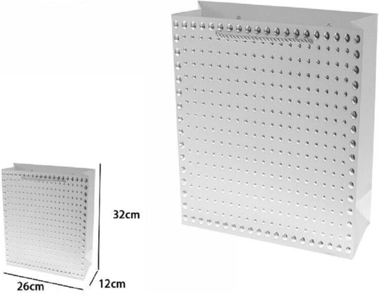 Trade Shop Traesio - Trade Shop - 3er Set Geschenktüten Shopper Grau Nieten Henkel Kordel 32x26x10cm 69955 -