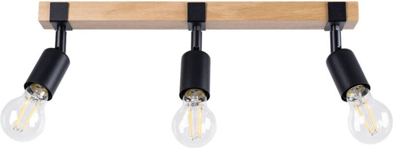 Zuca Moderne Deckenstrahlerleiste Holz, Schwarz 3x E27 - Sollux