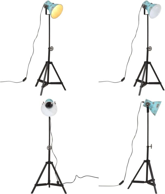 Stehleuchte 25 w Blau 35x35x65/95 cm E27 - Industrielampen - Stehlampe - Blaue Lampe - Metallleuchte - Wohnraumbeleuchtu...