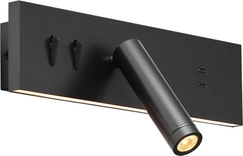 Thumbnail - Wandleuchte schwarz verstellbar mit usb-c inkl. led - Modric